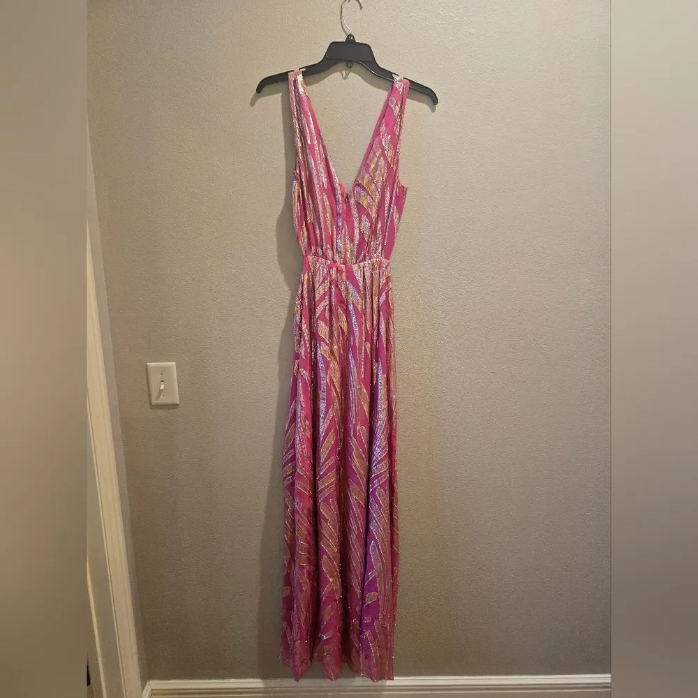 Ramy Brook Oliver cut out metallic silk blend gown dress NWT Sz 8